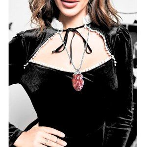Bleeding Heart Necklace, Anatomical Heart, Gothic Jewelry,  Halloween Necklace